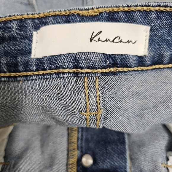 KanCan Button Fly Distresesd High Waist Tappered Leg Jeans Womens 7/27 - Picture 6 of 9